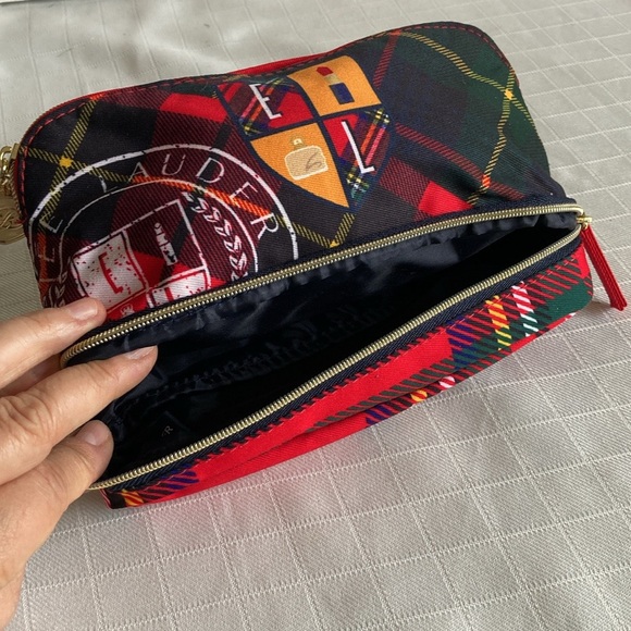 Estee Lauder Plaid Cosmetic Bag NEW 2 compartments - Picture 7 of 13